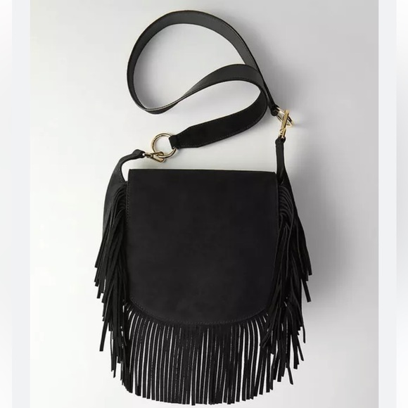 Maje leather and suade gypsy fringe bag - Picture 7 of 7
